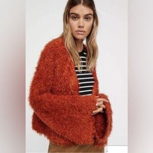 free people wild cat fuzzy cardigan